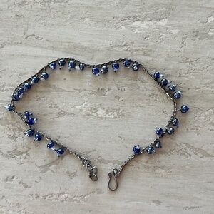 Sterling Silver and Blue Stone Ankle Bracelet